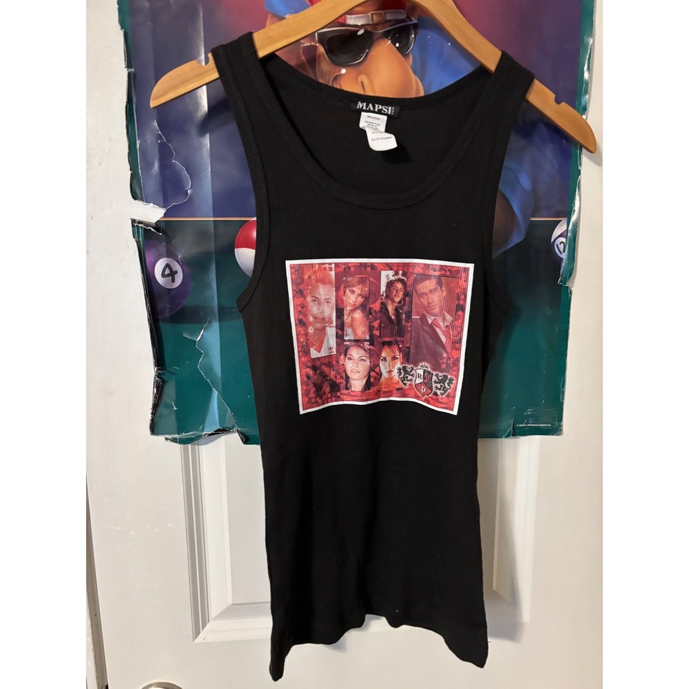 Mapsi RBD Rebelde Graphic Ribbed Tank Top Black Cotton XL Style #001